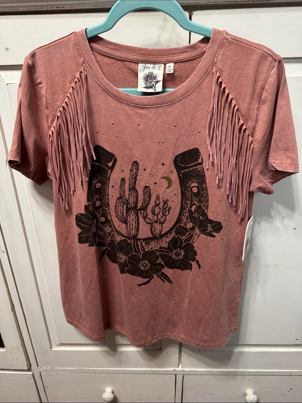 Women's Rose Fringe Short Sleeve Graphic Tee by